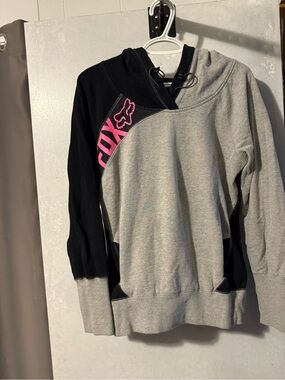 Fox Hoodie - Gray & Black with Pink Logo